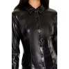 Faux Leather Curved-Hem Shirt Faux Leather Curved-Hem Shirt