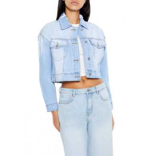 Denim Cropped Trucker Jacket Denim Cropped Trucker Jacket