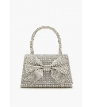 Rhinestone Bow Flap Top Handbag