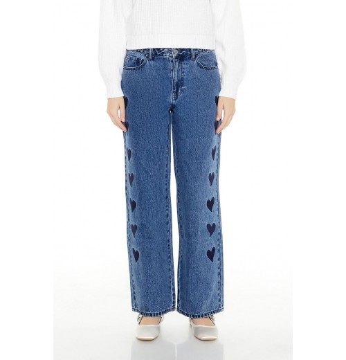 Heart Embroidered High-Rise Jeans Heart Embroidered High-Rise Jeans
