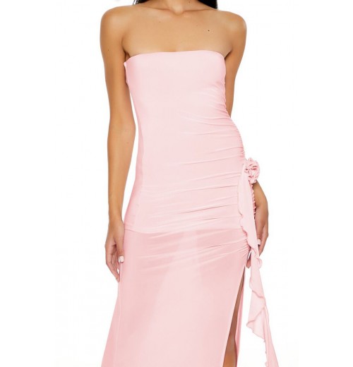 Rosette Ruffle Maxi Tube Dress Rosette Ruffle Maxi Tube Dress