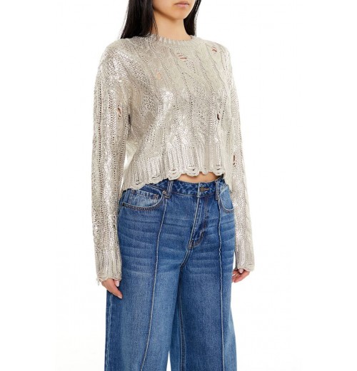 Metallic Cable Knit Sweater