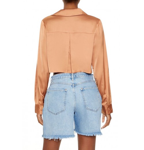 Satin Cropped Shirt Satin Cropped Shirt