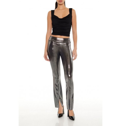 Metallic Mid-Rise Flare Leggings Metallic Mid-Rise Flare Leggings