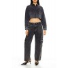 Cropped Rhinestone Denim Shirt Cropped Rhinestone Denim Shirt