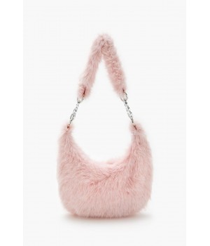 Faux Fur Crescent Shoulder Bag