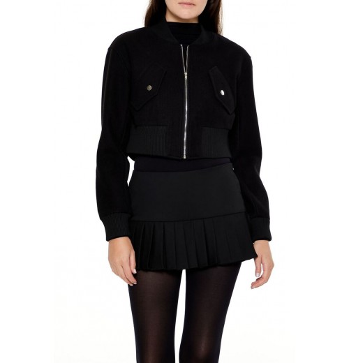 Cropped Zip-Up Bomber Jacket Cropped Zip-Up Bomber Jacket