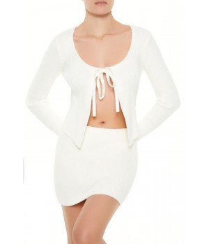 Fuzzy Tie-Front Cardigan Sweater
