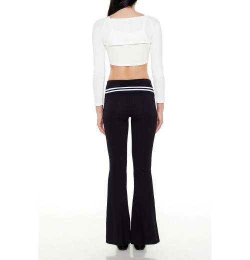 Striped Foldover Flare Leggings Striped Foldover Flare Leggings