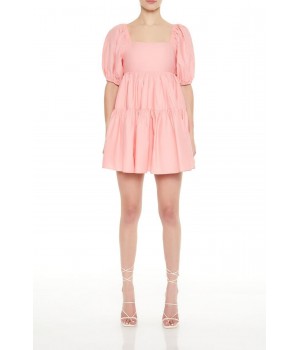 Puff-Sleeve Babydoll Mini Dress