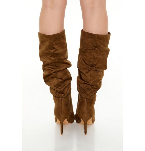 Ruched Faux Suede Stiletto Boots Ruched Faux Suede Stiletto Boots