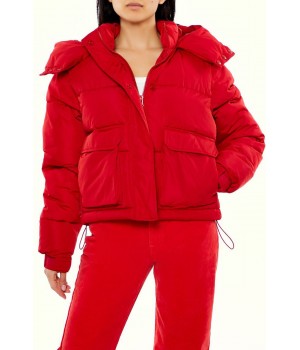 Hooded Drawstring Puffer Jacket