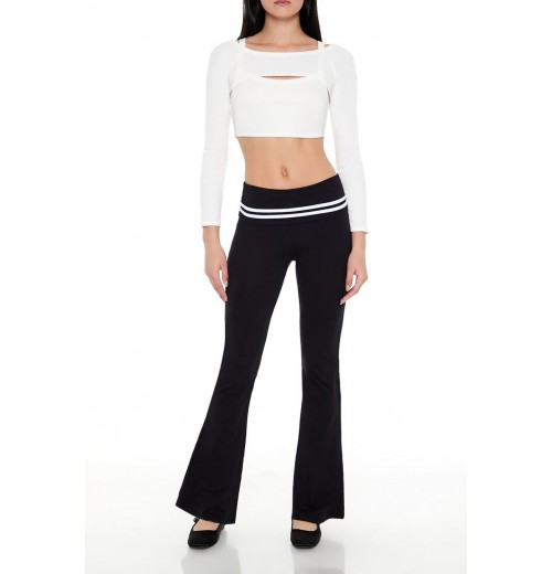 Striped Foldover Flare Leggings Striped Foldover Flare Leggings