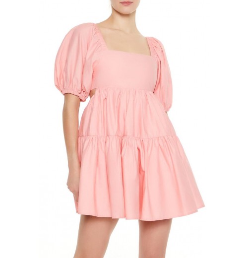 Puff-Sleeve Babydoll Mini Dress Puff-Sleeve Babydoll Mini Dress
