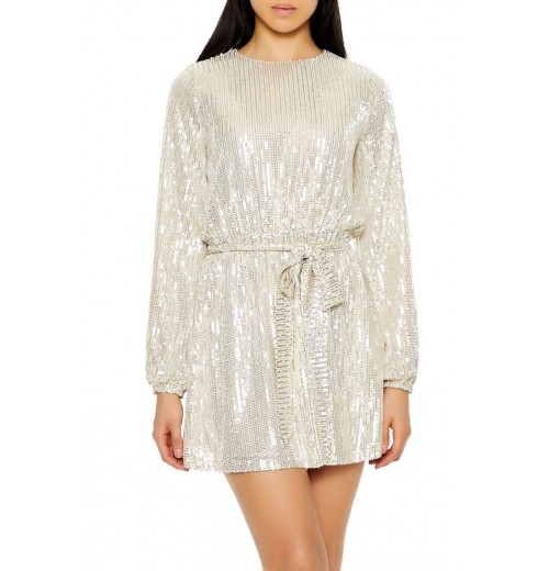 Sequin Long-Sleeve Mini Dress Sequin Long-Sleeve Mini Dress