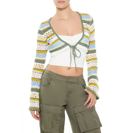 Striped Crochet Shrug Sweater Striped Crochet Shrug Sweater