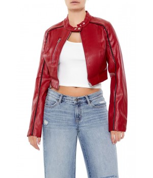 Two-Tone Cropped Moto Jacket