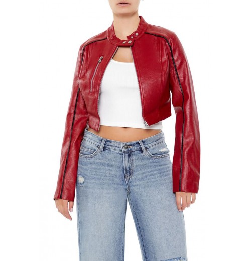 Two-Tone Cropped Moto Jacket Two-Tone Cropped Moto Jacket