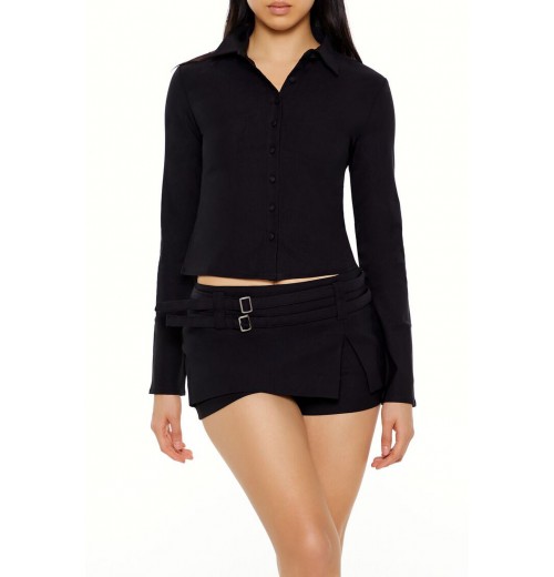 Twill Long-Sleeve Cropped Shirt Twill Long-Sleeve Cropped Shirt