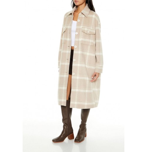 Plaid Drop-Sleeve Trench Coat Plaid Drop-Sleeve Trench Coat