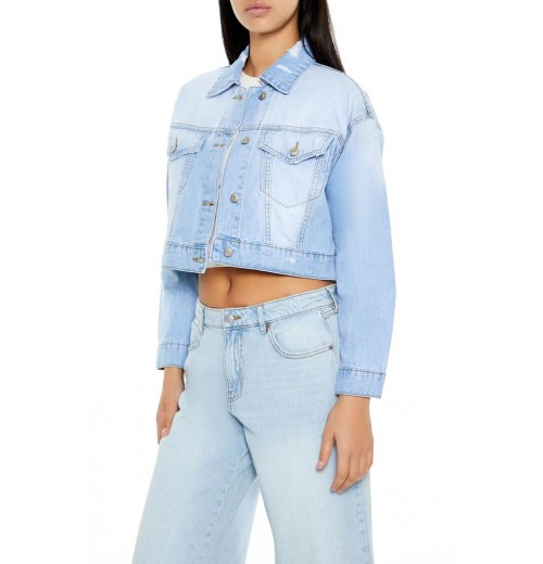 Denim Cropped Trucker Jacket Denim Cropped Trucker Jacket