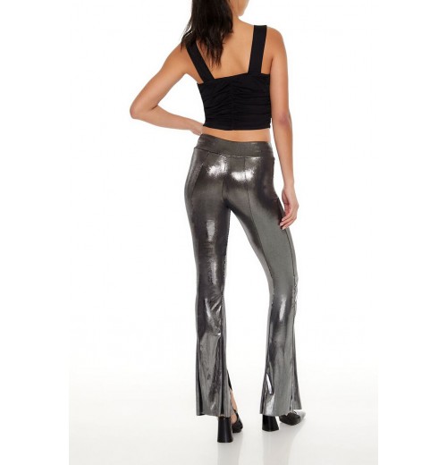 Metallic Mid-Rise Flare Leggings Metallic Mid-Rise Flare Leggings