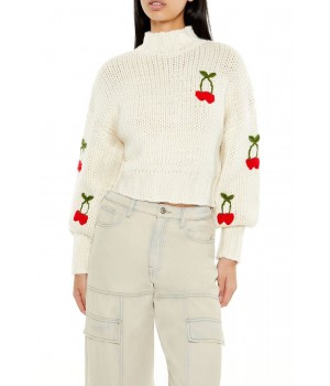 Cherry Mock Neck Sweater