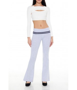 Striped Foldover Flare Leggings