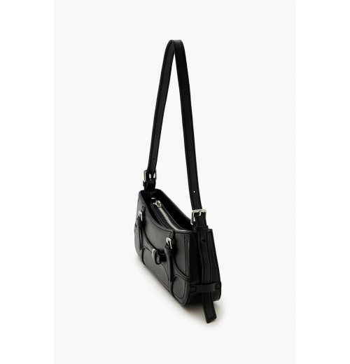 Buckled Faux Leather Baguette Bag Buckled Faux Leather Baguette Bag