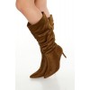 Ruched Faux Suede Stiletto Boots Ruched Faux Suede Stiletto Boots