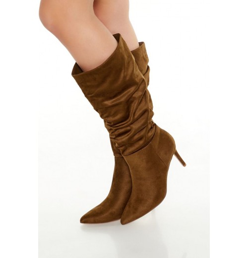 Ruched Faux Suede Stiletto Boots Ruched Faux Suede Stiletto Boots