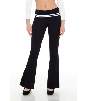 Striped Foldover Flare Leggings