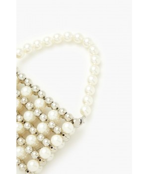 Faux Pearl Beaded Crossbody Bag