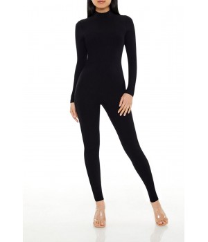 Fitted Mock Neck Jumpsuit
