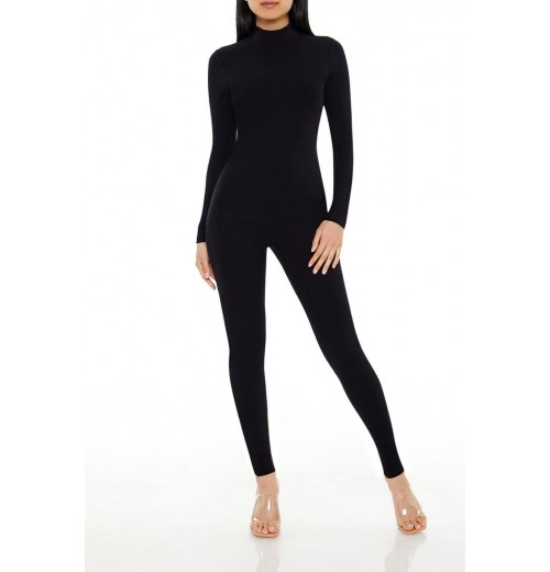 Fitted Mock Neck Jumpsuit Fitted Mock Neck Jumpsuit