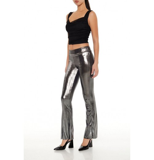 Metallic Mid-Rise Flare Leggings Metallic Mid-Rise Flare Leggings