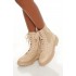 Faux Suede Combat Booties
