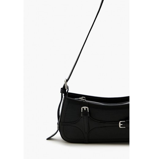 Buckled Faux Leather Baguette Bag Buckled Faux Leather Baguette Bag