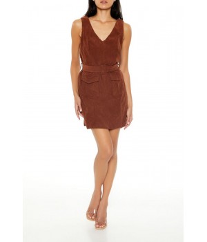 Belted Corduroy Mini Dress