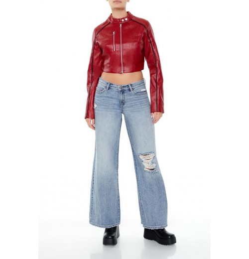 Two-Tone Cropped Moto Jacket Two-Tone Cropped Moto Jacket