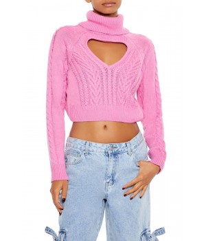 Heart Cutout Turtleneck Sweater