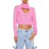 Heart Cutout Turtleneck Sweater