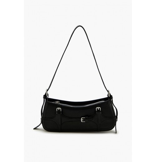 Buckled Faux Leather Baguette Bag Buckled Faux Leather Baguette Bag