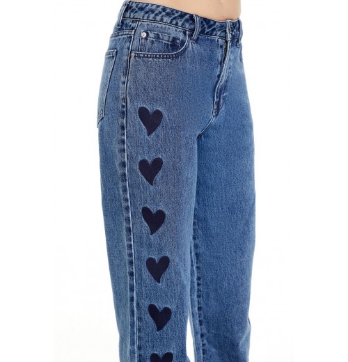 Heart Embroidered High-Rise Jeans Heart Embroidered High-Rise Jeans