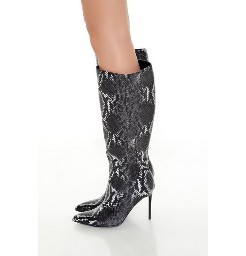 Faux Snake Knee-High Boots Faux Snake Knee-High Boots