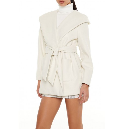 Hooded Tie-Waist Wrap Coat Hooded Tie-Waist Wrap Coat