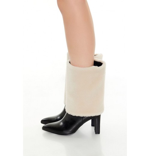 Faux Shearling Overlay Booties Faux Shearling Overlay Booties