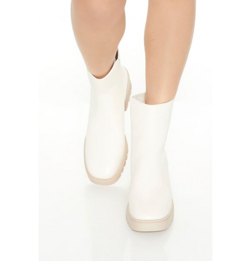 Faux Leather Block Heel Booties Faux Leather Block Heel Booties