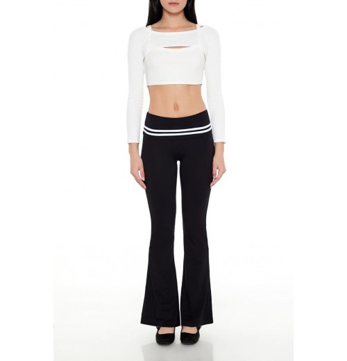 Striped Foldover Flare Leggings Striped Foldover Flare Leggings