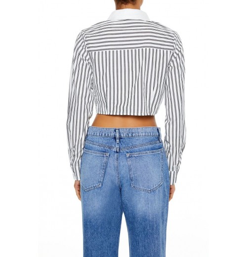 Striped Twist-Front Crop Top Striped Twist-Front Crop Top
